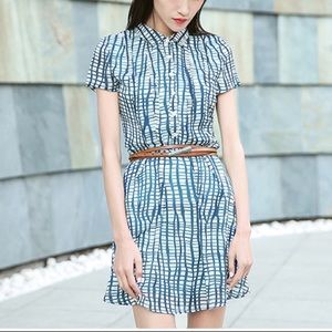 Check Short Sleeve Mini Dress in Teal